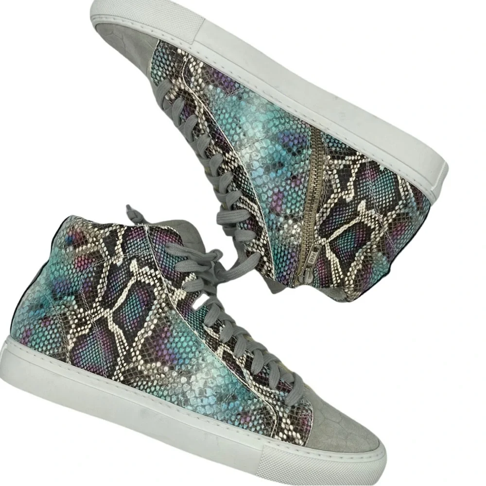 NWOB P448 Women's Star High Top Sneakers in Ice Python - Size EU 40 = US 9.5-10